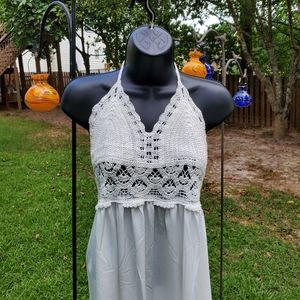 Crochet backless summer dress